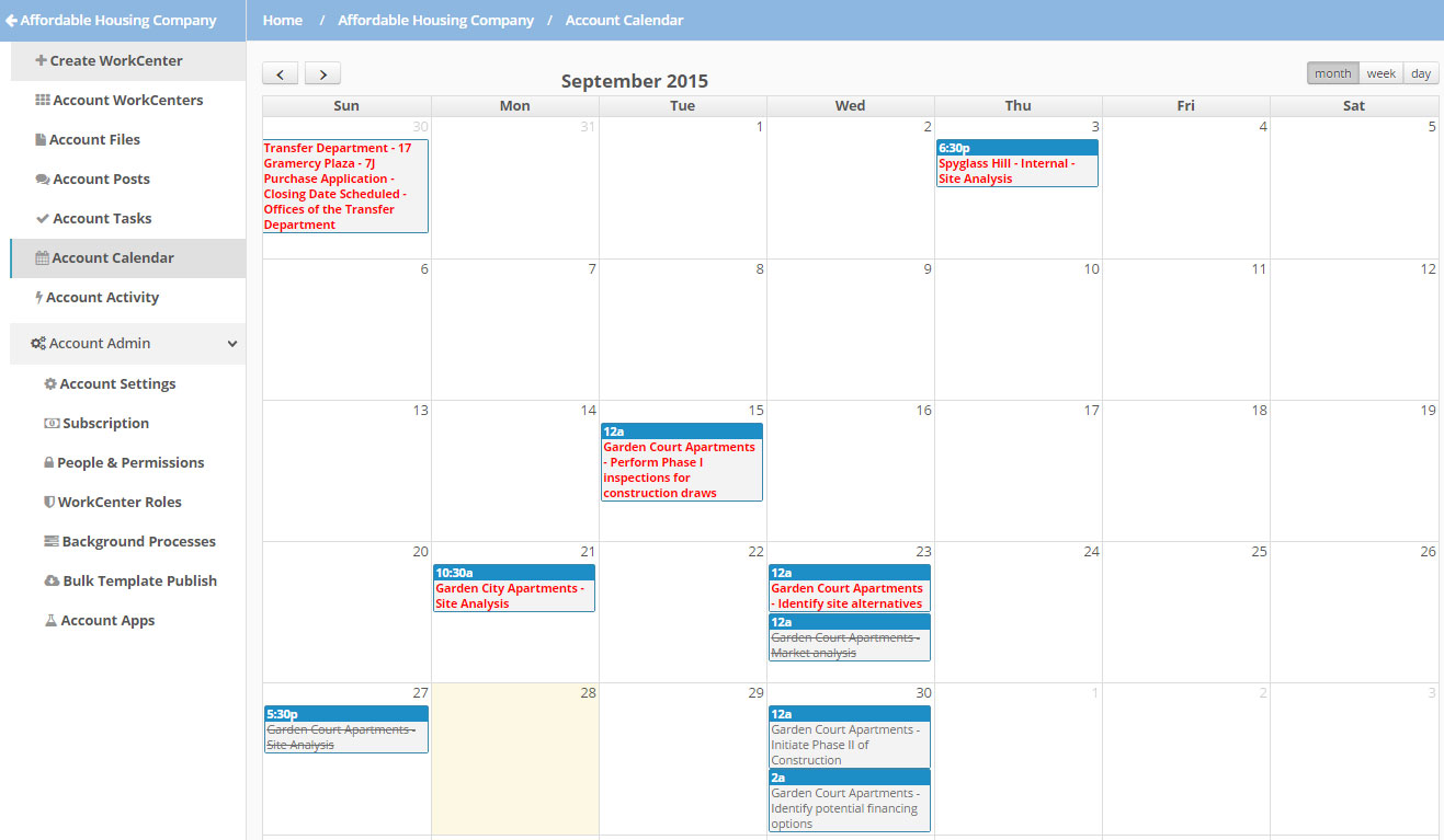 Account Calendar – ProLink Solutions